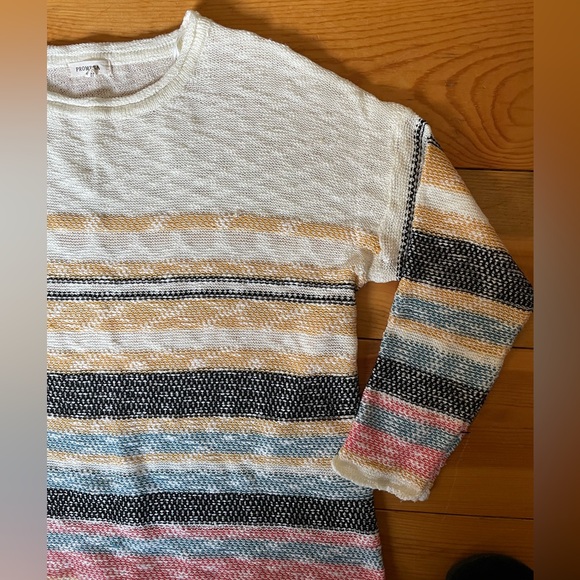Promesa Three Quarter Length Multi-Colour Knit Striped Sweater Size Medium - Picture 3 of 5